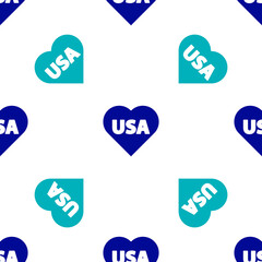 Blue USA Independence day icon isolated seamless pattern on white background. 4th of July. United States of America country. Vector.