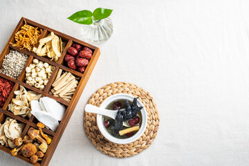 Stewed black-bone chicken with red dates and Codonopsis