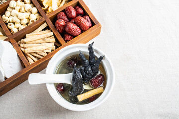 Stewed black-bone chicken with red dates and Codonopsis
