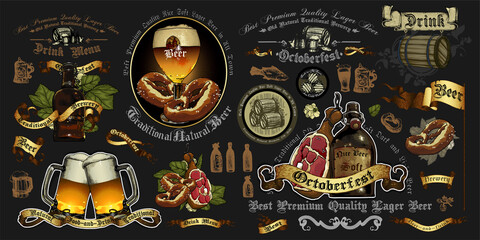 Obraz premium Set of beer elements.