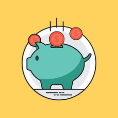 
Piggy bank with cash currency inside symbolising savings 
