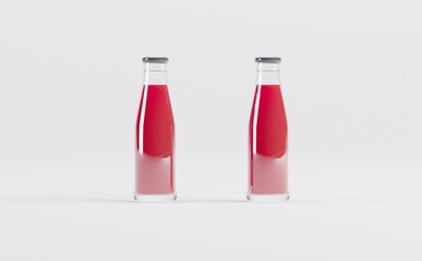 Strawberry Juice Bottles Mockup 3D Illustration