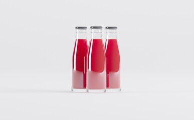 Strawberry Juice Bottles Mockup 3D Illustration