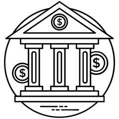 
A pillar building with dollar symbol symbolizing bank 

