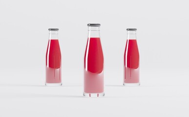 Strawberry Juice Bottles Mockup 3D Illustration