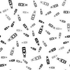 Black Tabasco sauce icon isolated seamless pattern on white background. Chili cayenne spicy pepper sauce. Vector.