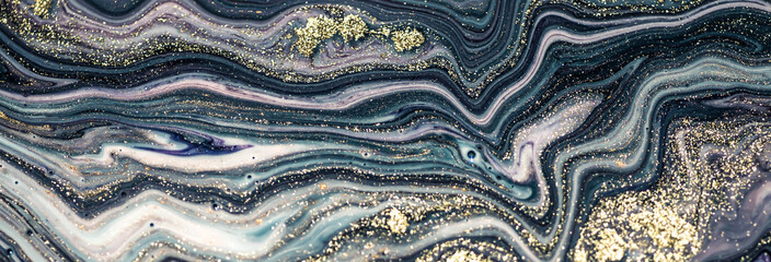 Fototapeta premium Luxurious painting- ART. Style incorporates the swirls of marble or the ripples of agate. Very beautiful colorful paint with the addition of gold powder.