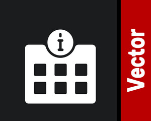 White Information icon isolated on black background. Vector.