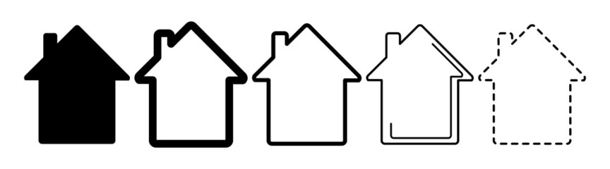 House vector icons. Set of black houses symbols