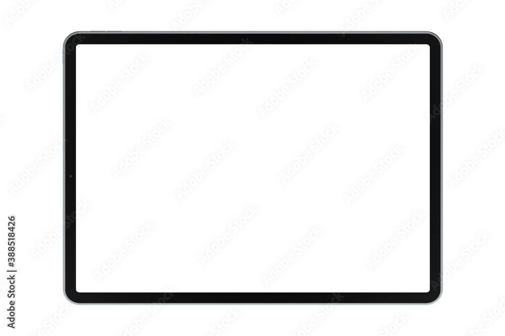 Poster empty screen tablet computer mock-up view on white background