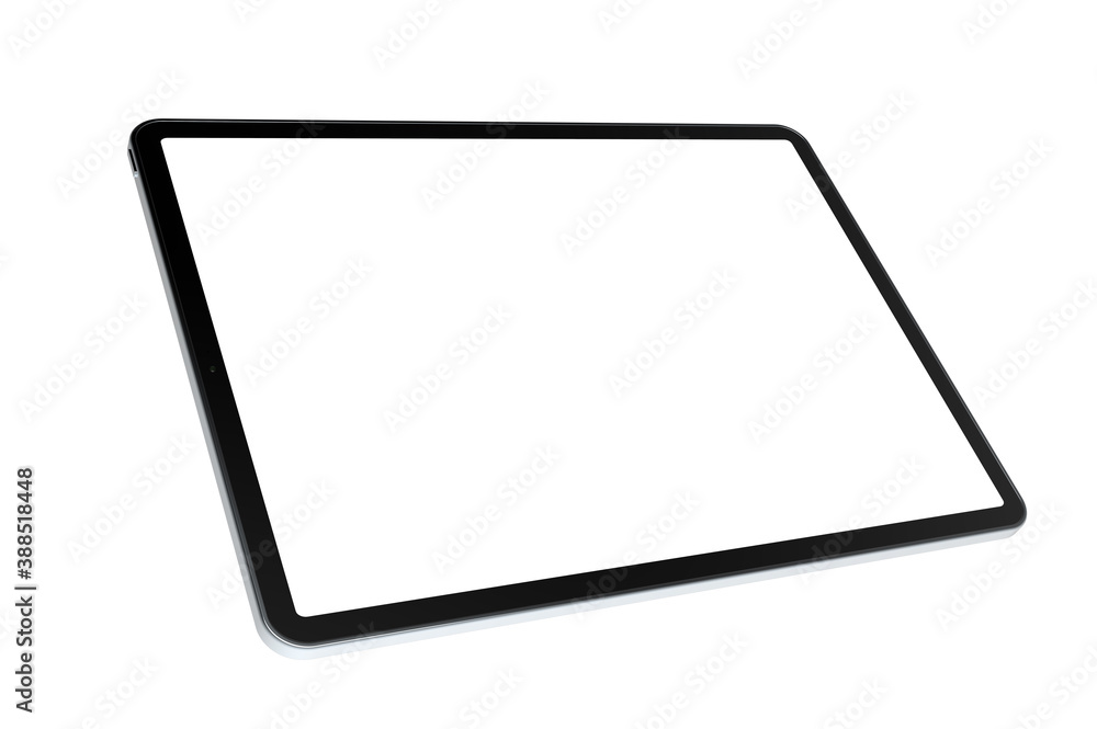 Poster empty screen tablet computer mock-up view on white background