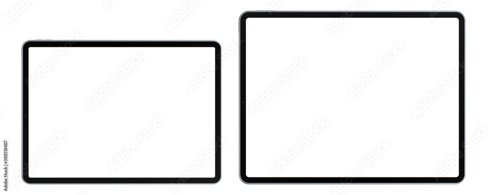 Fototapete empty screen tablet computer mock-up two difference size view on white background