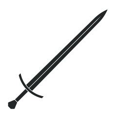 Sword vector illustration icon. Military or heraldry symbol. Protection and security sign. Medieval or knight weapon. Fantasy longsword fencing logo. Clip-art silhouette.