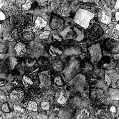 8K cobblestone pavement floor roughness texture, height map or specular for Imperfection map for 3d materials, Black and white texture