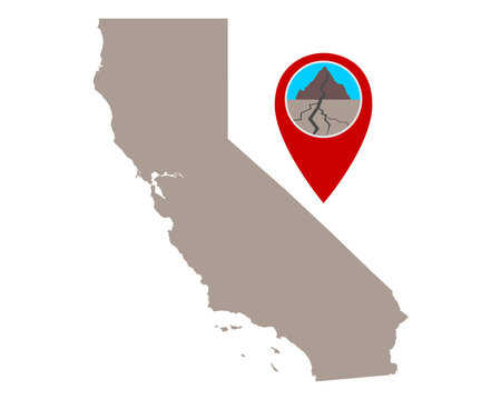 california map with earthquake location marker clip art preview