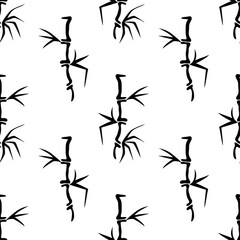 Black Bamboo Branch tie icon isolated seamless pattern on white background. Vector