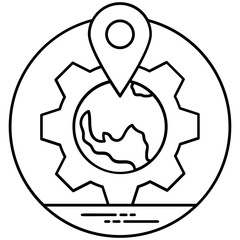 
Searching lens, gear, and cloud in an icon depicting search engine optimization 
