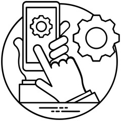 
A skeletal framework on a web page with  gears symbolizing web wireframe concept 
