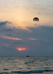 air balloon at sunset