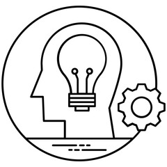 
A human brain with marked sheet and gears depicting problem solving concept 
