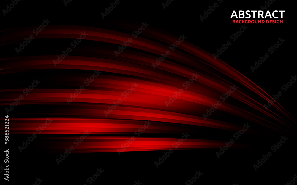 Poster Modern black background with dynamic red lights effects.