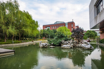 Obraz premium Empty floors and office buildings in the financial center, Qingdao, China