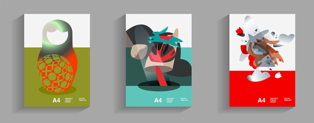 Poster template. Elements of Russian culture in a modern style. Party poster.