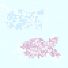 This image is a beautiful fish pixel art. Fish in paradise.	