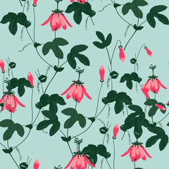 Botanical Flowers Branches and Leaves Seamless Pattern Brilliant Minimal Design Ivy Style Details Perfect for Fabric Print and Fashion