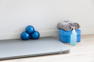 equipment for doing sport exercises, meditating, yoga, pilates