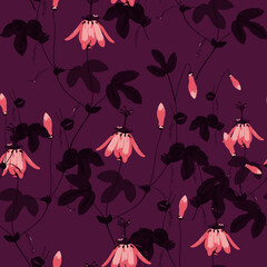 Botanical Flowers Branches and Leaves Seamless Pattern Brilliant Minimal Design Ivy Style Details Perfect for Fabric Print and Fashion