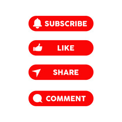 Subscribe, Like, Share and Comment button symbol design for social media post