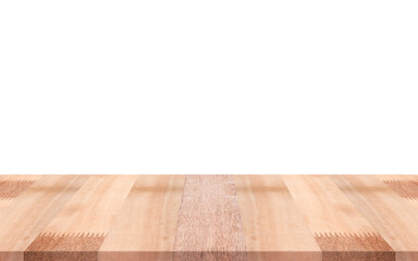 Empty wood top table on isolated white background, Included clipping path