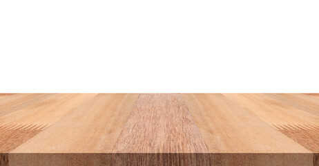 Empty wood top table on isolated white background, Included clipping path