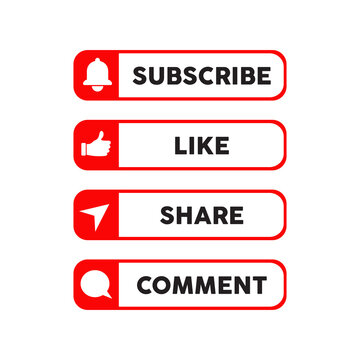 Subscribe, Like, Share and Comment button symbol design for social media post