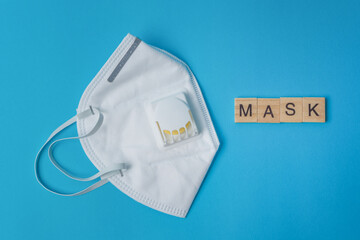 disposable surgical n96 mask in blue background