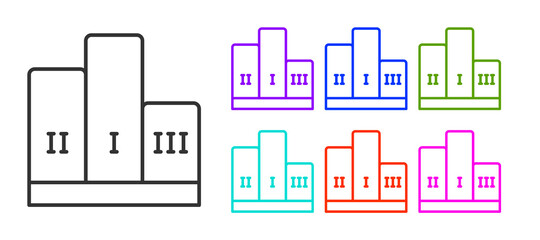 Black line Award over sports winner podium icon isolated on white background. Set icons colorful. Vector.
