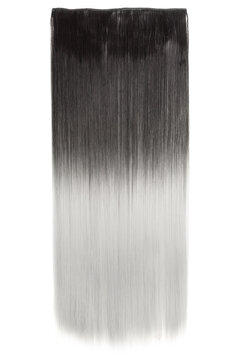 single piece clip in straight black to ash blonde ombre style synthetic hair extensions