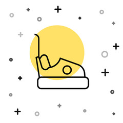 Black line Bumper car icon isolated on white background. Amusement park. Childrens entertainment playground, recreation park. Random dynamic shapes. Vector.