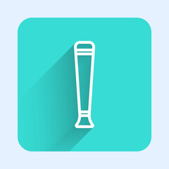 White line Police rubber baton icon isolated with long shadow. Rubber truncheon. Police Bat. Police equipment. Green square button. Vector.