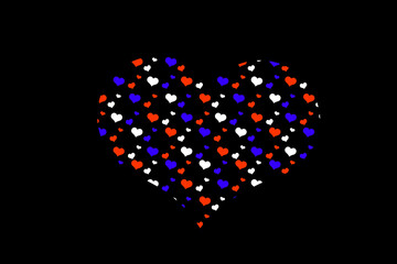 image of a large heart consisting of small on a black background