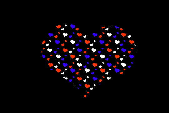 image of a large heart consisting of small on a black background