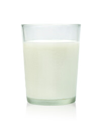 milk in transparent glass isolated on white background ,include clipping path