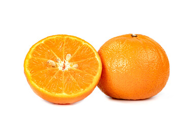 Orange fruit half sliced isolated on white background