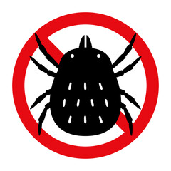 ダニ退治　ダニのシルエットと禁止マーク