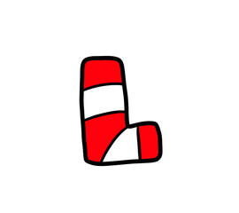 Cartoon Stylized Christmas Candy Cane Letter L