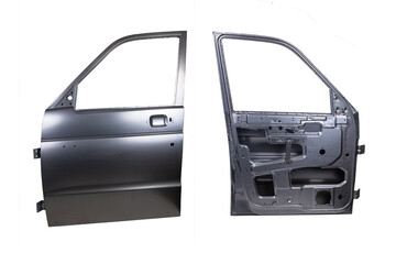 Obraz premium two new grey car doors isolated on a white background