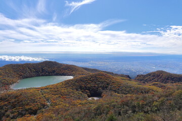 日本百名山”赤城山”地蔵岳山頂から眺望 (秋/紅葉)
