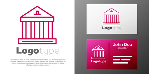 Logotype line Museum building icon isolated on white background. Logo design template element. Vector.
