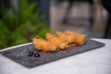 Fried candy prawns delicious specialty 